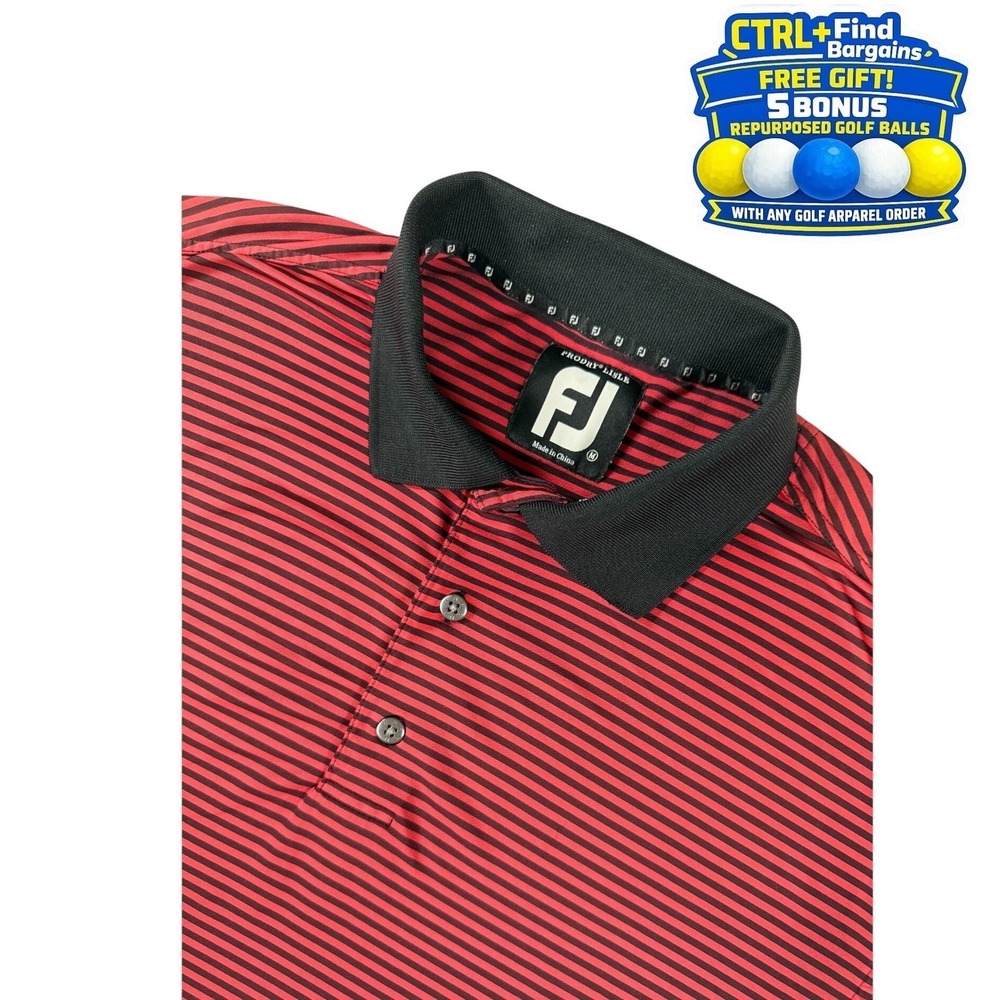 FootJoy ProDry Lisle Striped Performance Poly Blend Red Black Mens Medium